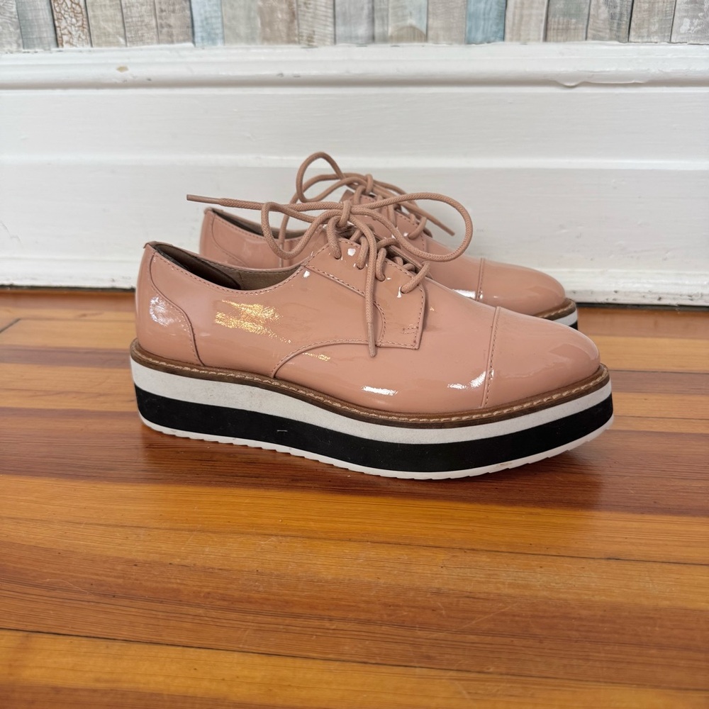 Halogen Atlantic-Pacific 6 Gabriela Platform Derby Oxford Lace Up Patent Leather